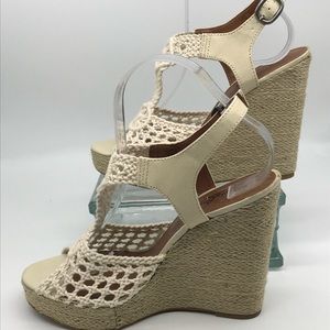 Lucky Brand Macrame Wedge Espadrille Adjustable strap Womens size 9.5